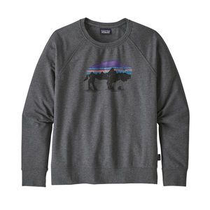 Patagonia W's Fitz Roy Bison Ahnya Crew Sweatshirt Forge Grey Size Large